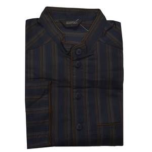 NEW GRIGIO PERLA men's striped cotton pajama top in navy/brown